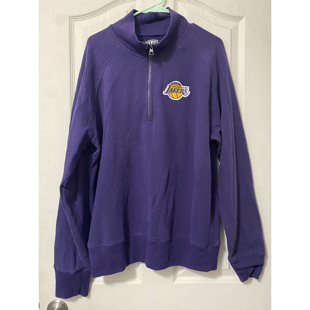 NBA Los Angeles Lakers Basketball Team Purple 1/4 Zip Pullover Long Sleeves XL